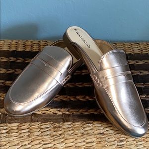 Rose gold mule slip-ons